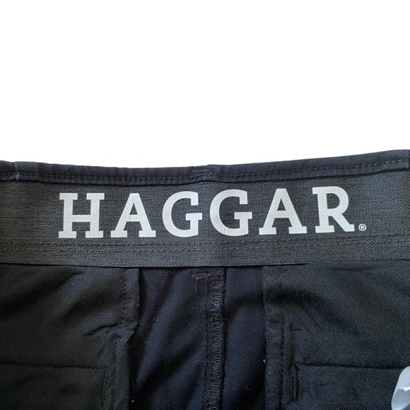 Haggar men’s 30x32 slim fit flat front straight leg black pants button zip - Picture 6 of 11